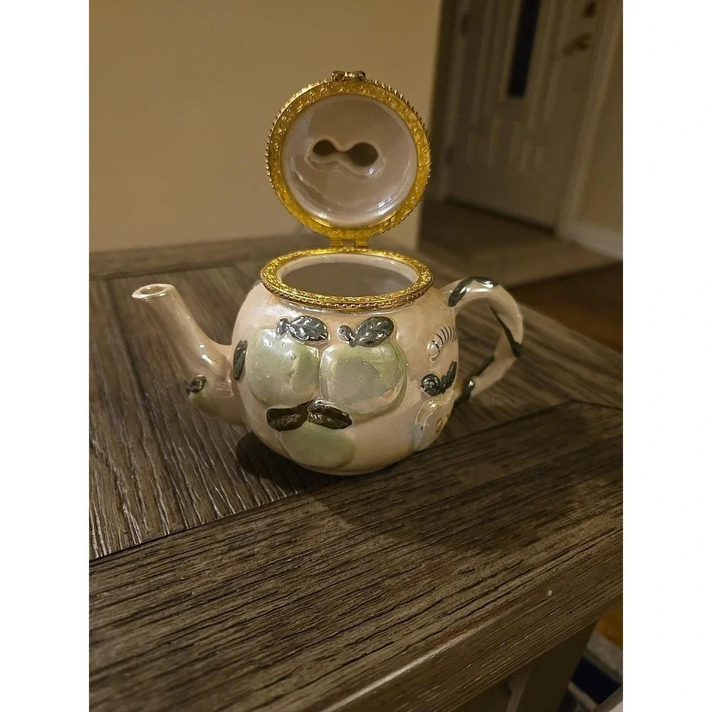 vintage miniature decorative‎ teapot trinket holder